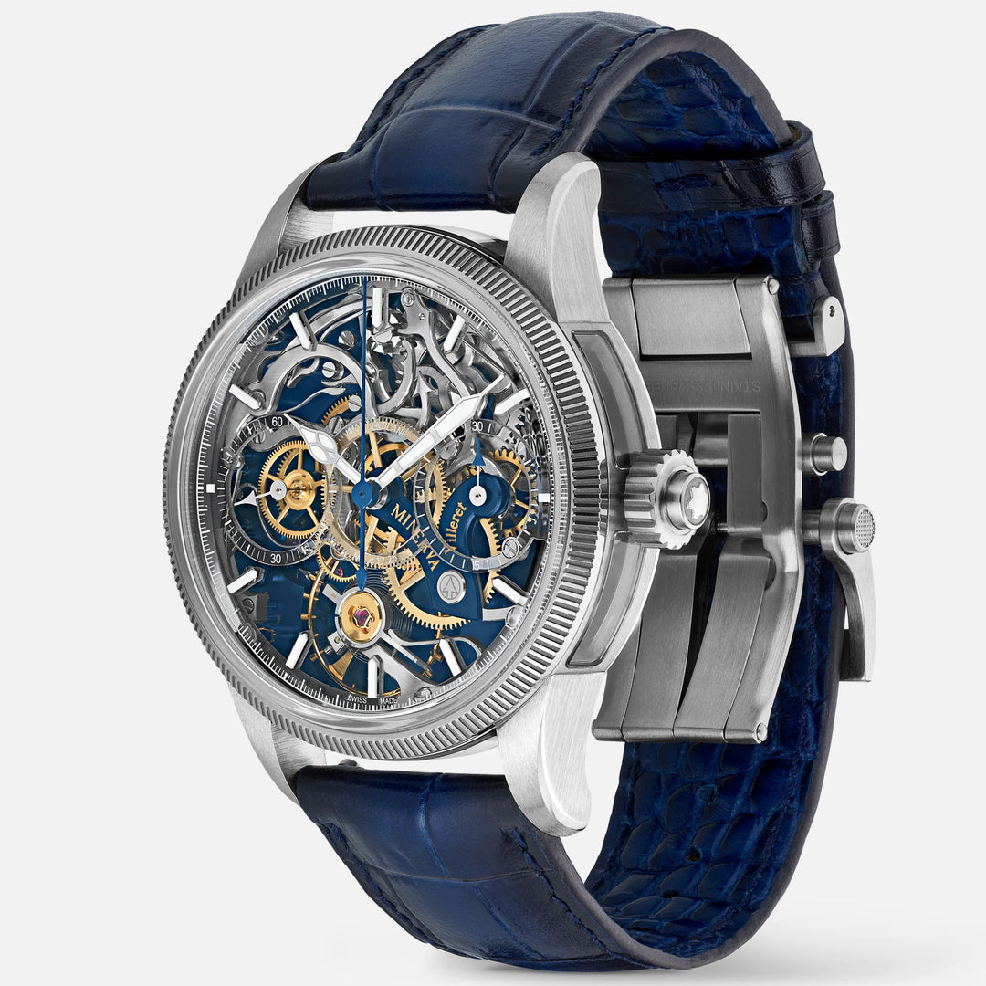 Montblanc watch 1858 The Unveiled Minerva Chronograph Limited Edition - 100 pieces 43mm skeletal manual steel 133296