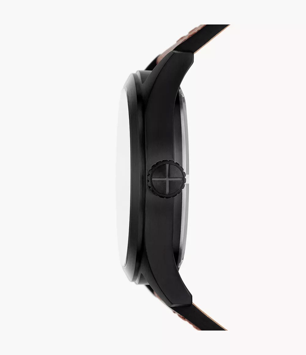 फ़ॉसिल घड़ी डिफेंडर 46 मिमी ब्लैक सोलर स्टील फिनिश पीवीडी ब्लैक FS5978