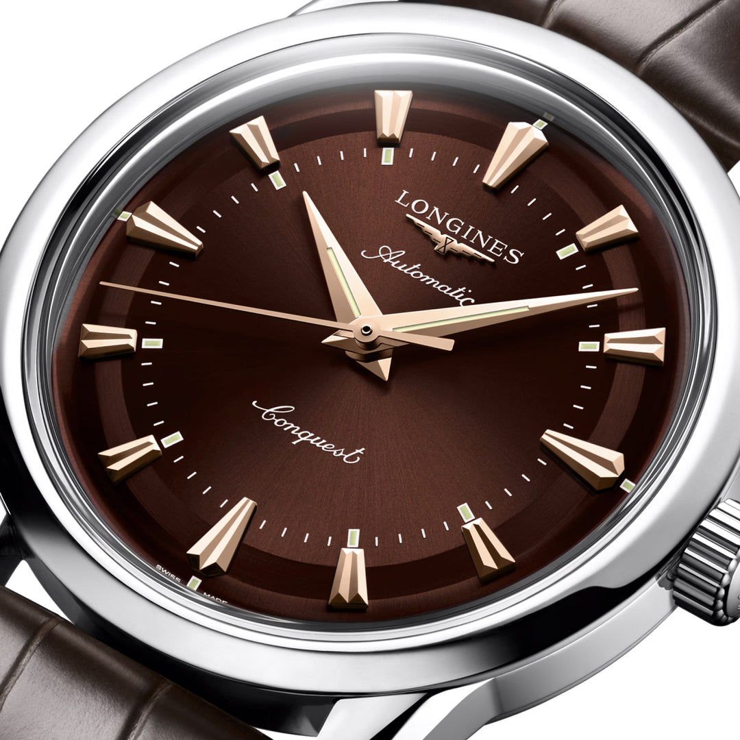 longines Heritage 38mm brown steel automatic watch L1.649.4.62.2
