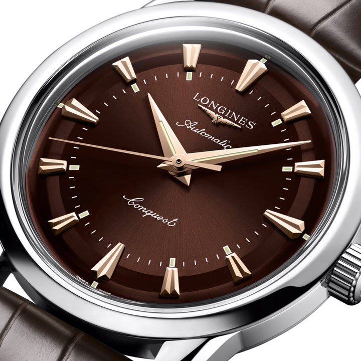 longines Heritage 38mm brown steel automatic watch L1.649.4.62.2