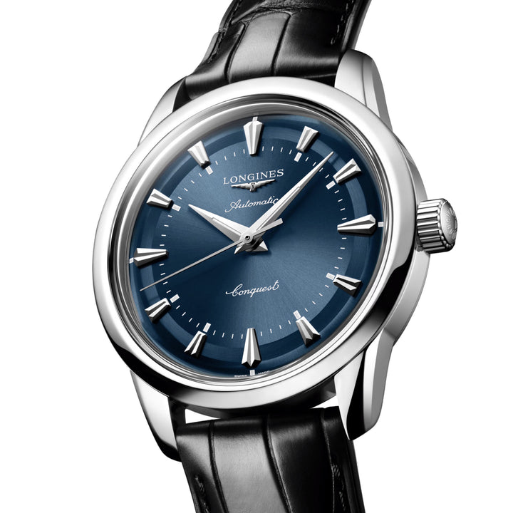 Longines Conquest Heritage 38mm blue automatic steel watch L1.649.4.92.2,