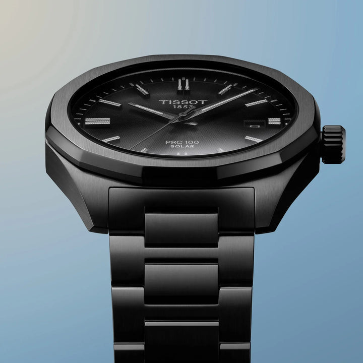 Tissot watch PRC 100 Solar 39mm black quartz steel black PVD finish T151.422.33.051.00
