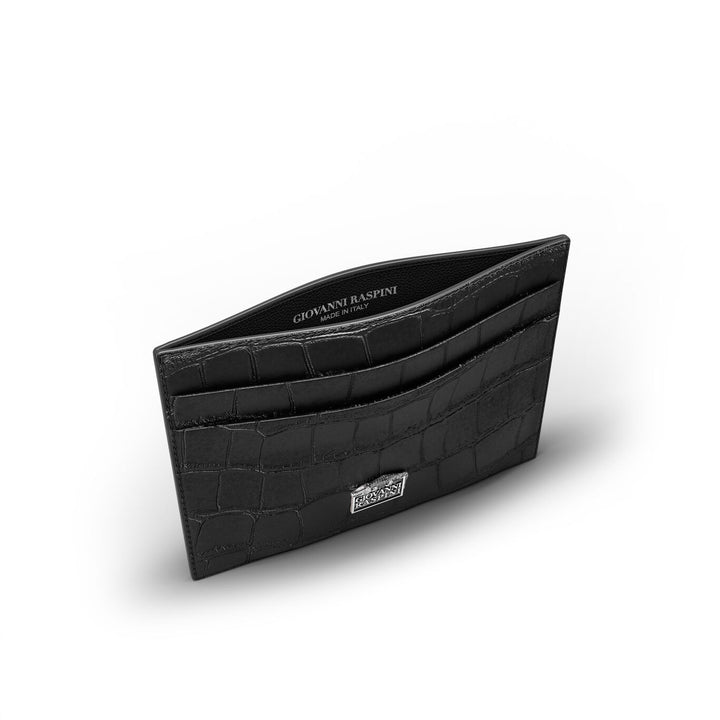 Giovanni Raspini card holder 4 compartments black croco leather 925 silver L0022