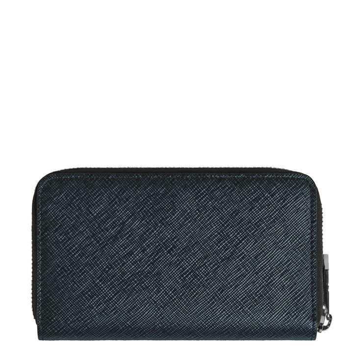 Montblanc wallet 12 compartments with zip medium Sartorial blue tweed 220362