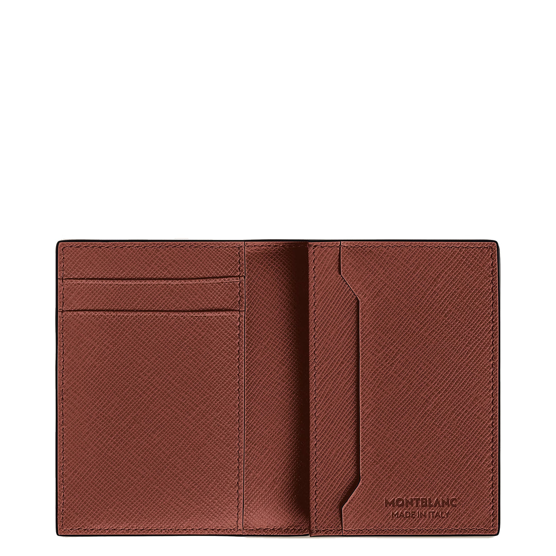 Montblanc card holder 4 pockets Sartorial leather red oak 223045