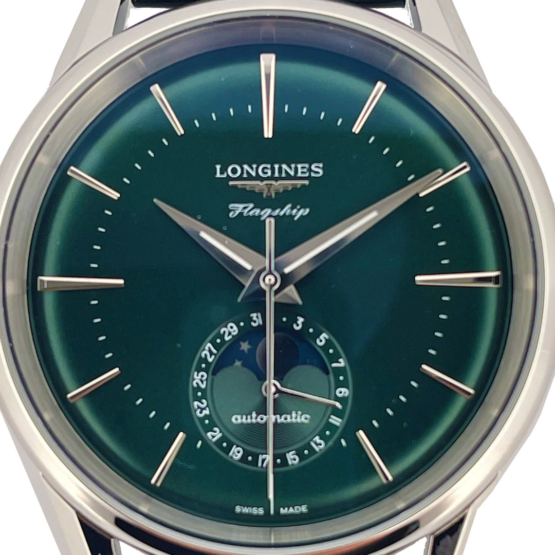 Longines Watch Flagship Heritage Moonphase 38.5mm Green Automatic Steel L4.815.4.2