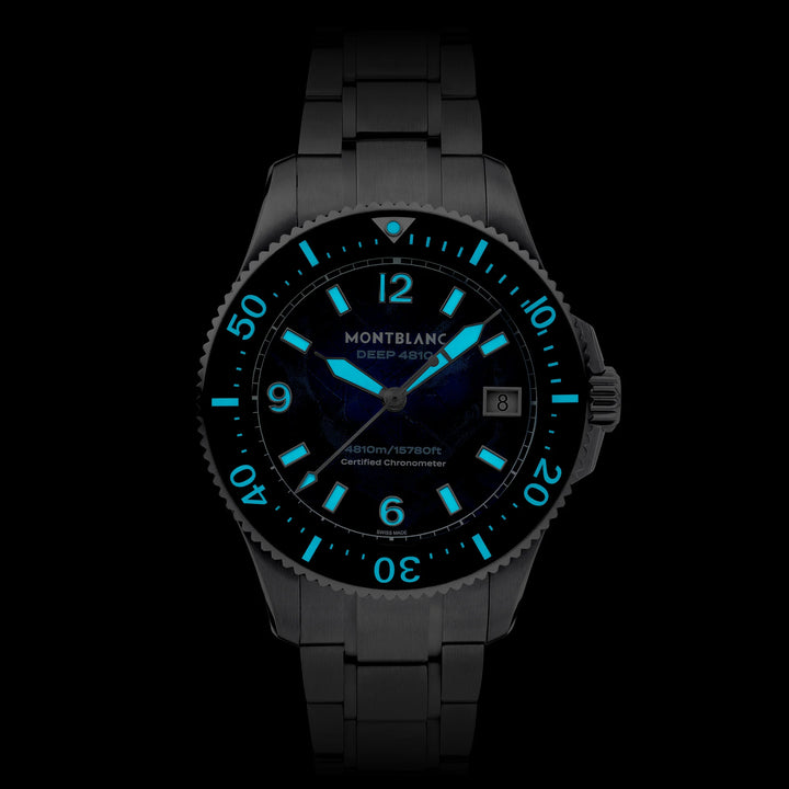 Montblanc watch Iced Sea 0 Oxygen Deep 4810 43mm blue automatic titanium 135634