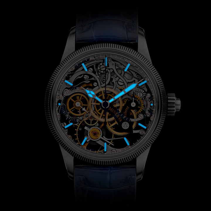 Montblanc watch 1858 The Unveiled Minerva Chronograph Limited Edition - 100 pieces 43mm skeletal manual steel 133296