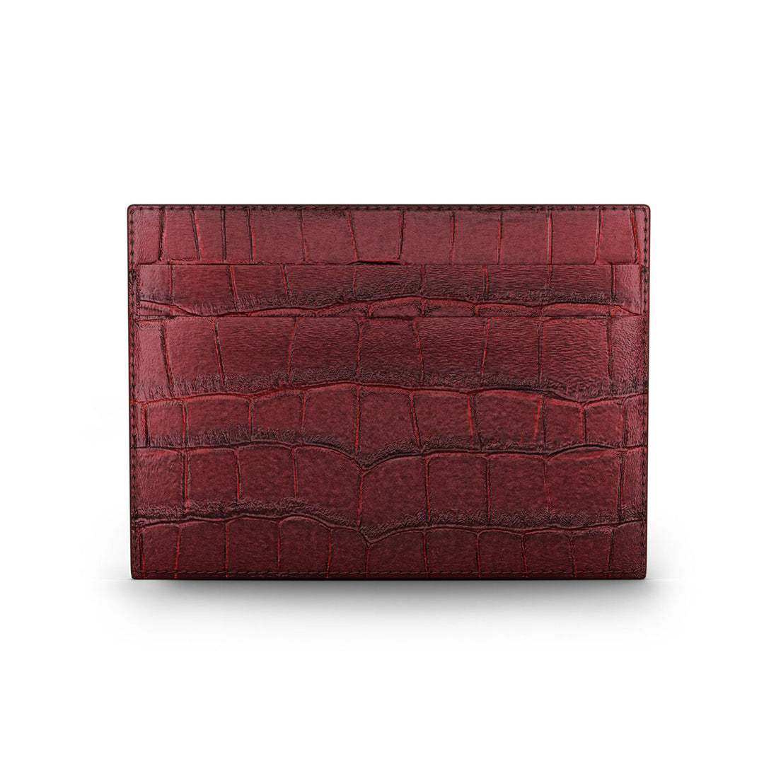 Giovanni Raspini burgundy croco leather card holder 925 silver L0029