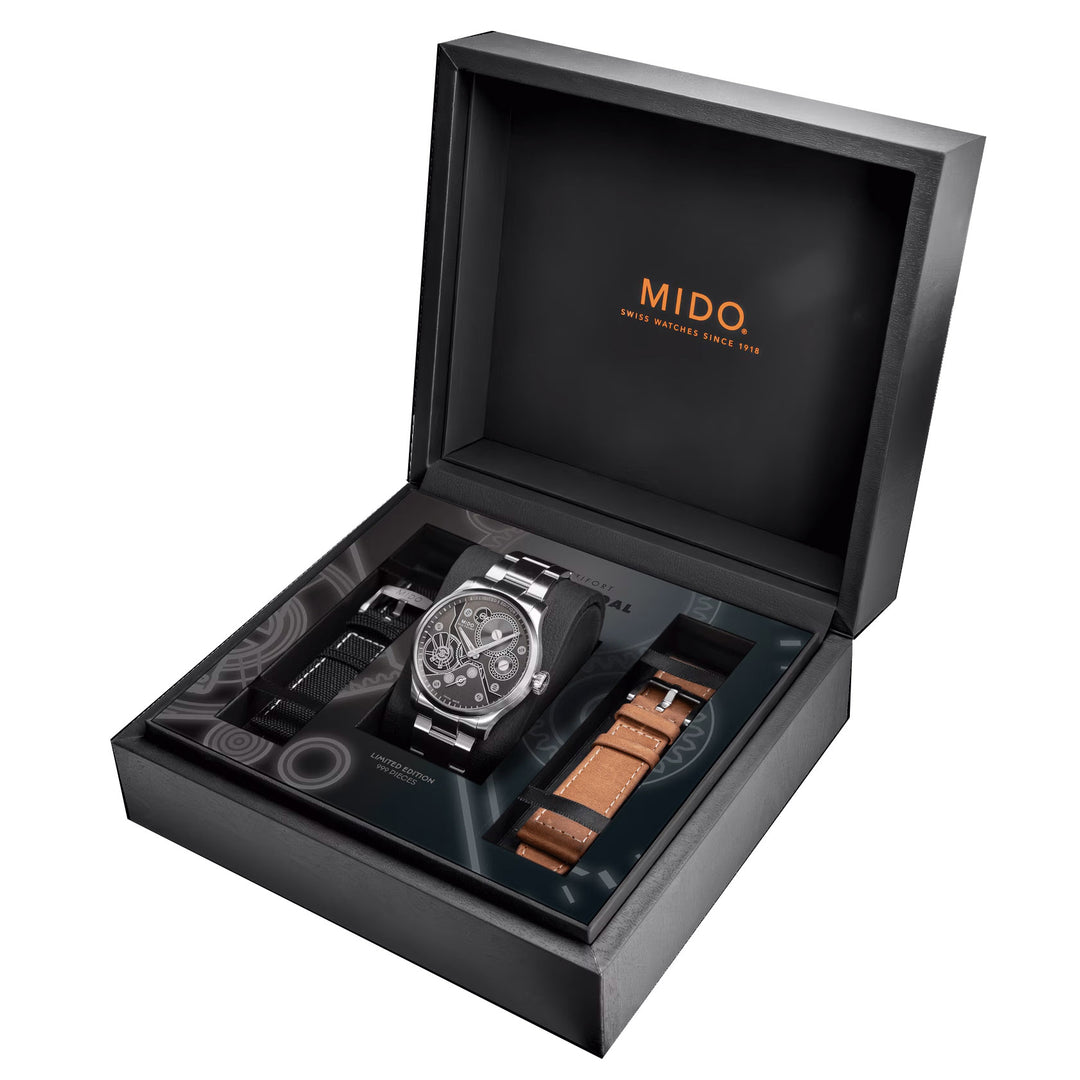 Mido Multifor Mechanical Watch Limited Edition 999 Pieces 44mm Anthracite Charge Manual Steel M038.605.11.060.00