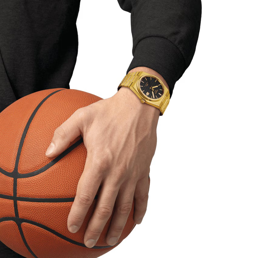 Tisssot watch PRX Powermatic 80 Damian Lillard Special Edition 40mm black automatic steel finish PVD yellow gold T137.407.33.051.00