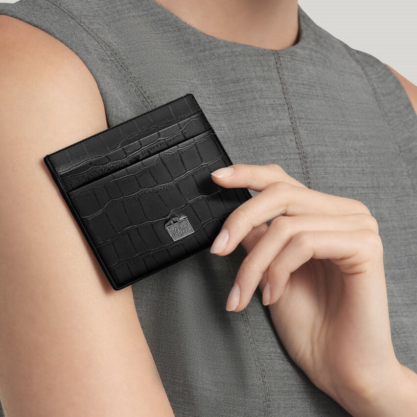 Giovanni Raspini card holder 4 compartments black croco leather 925 silver L0022