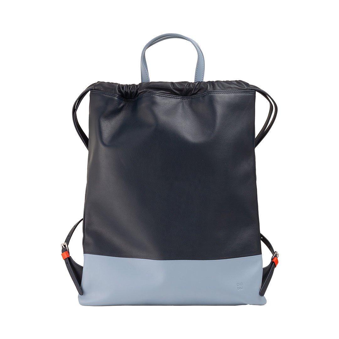 DuDu bag in Sacca in leather for fashion sports bag bag bag with coulisse and thin leather shoulder straps