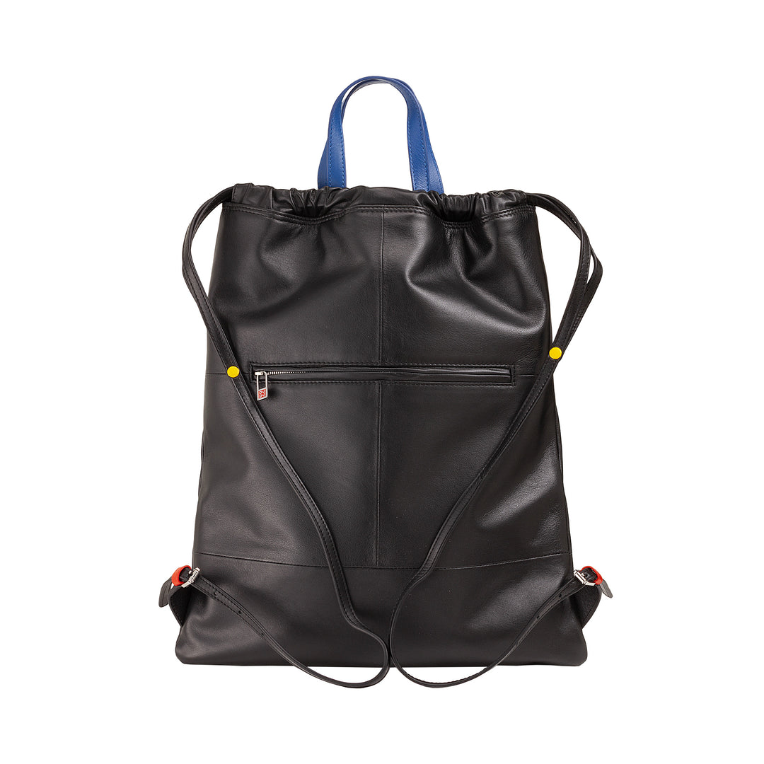 DuDu bag in Sacca in leather for fashion sports bag bag bag with coulisse and thin leather shoulder straps