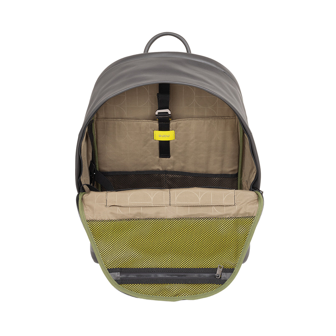 Dudu Leathar Backpack Men Woman Woman Door Doras 15L - Backpack Taistil Galánta agus Oibrigh le Póca Padded le haghaidh ríomhaire glúine (suas le 13 "), strapaí ghualainn inchoigeartaithe agus dearadh dlúth