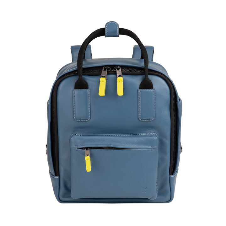 DUDU Leather Backpack for Men and Women - Elegant and Compact Unisex Casual Backpack, 6.5 Litres, with Front Pocket and Tablet Compartment, Perfect for Work, Travel and Leisure