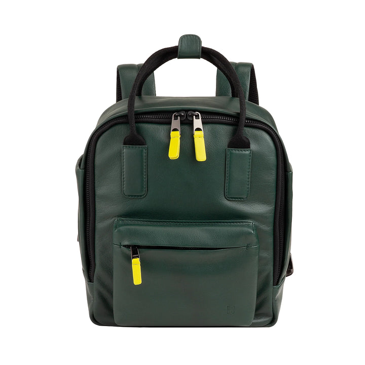 DUDU Leather Backpack for Men and Women - Elegant and Compact Unisex Casual Backpack, 6.5 Litres, with Front Pocket and Tablet Compartment, Perfect for Work, Travel and Leisure