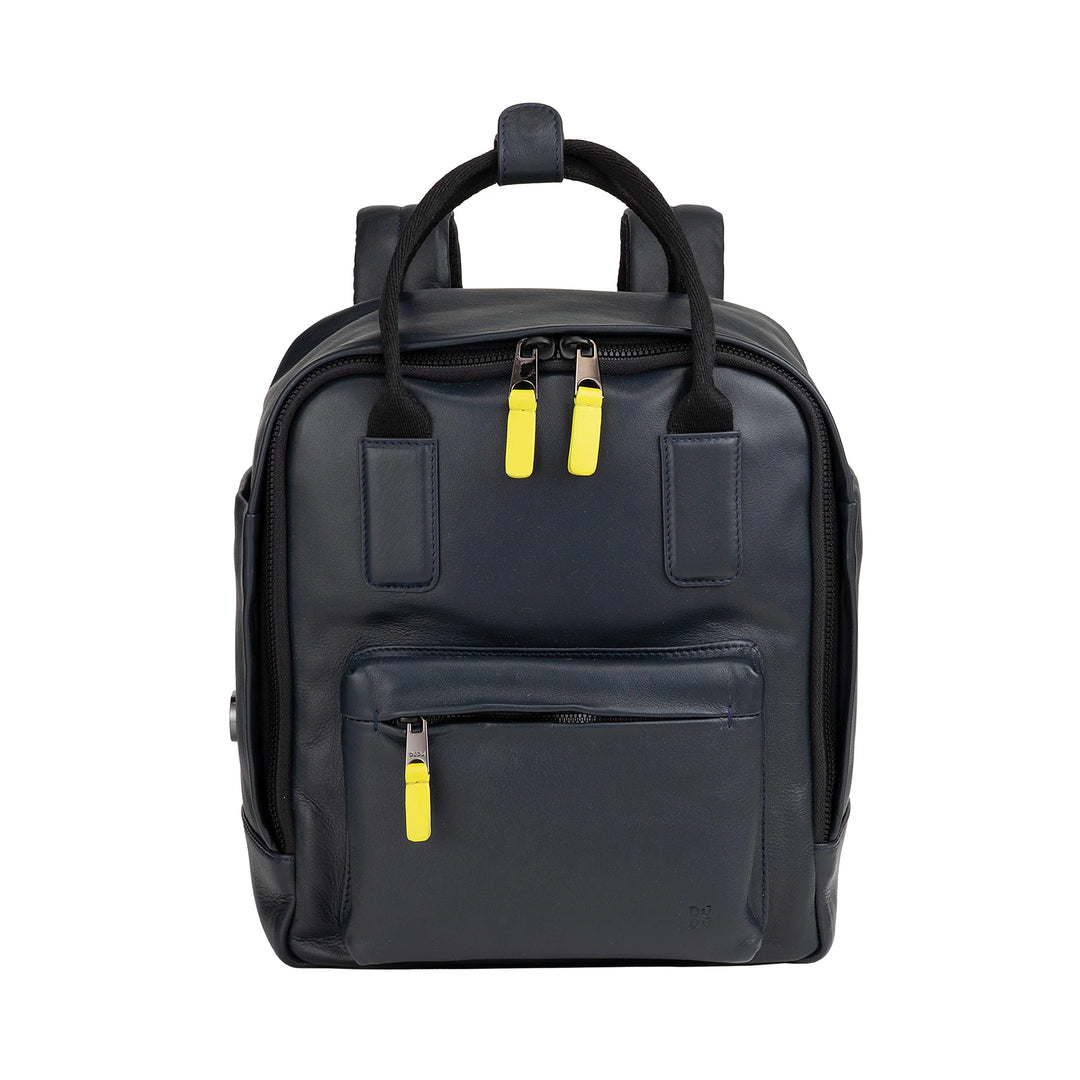 DUDU Leather Backpack for Men and Women - Elegant and Compact Unisex Casual Backpack, 6.5 Litres, with Front Pocket and Tablet Compartment, Perfect for Work, Travel and Leisure