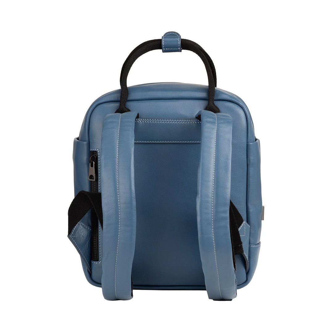 DUDU Leather Backpack for Men and Women - Elegant and Compact Unisex Casual Backpack, 6.5 Litres, with Front Pocket and Tablet Compartment, Perfect for Work, Travel and Leisure