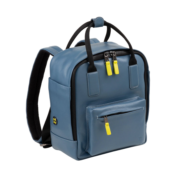 DUDU Leather Backpack for Men and Women - Elegant and Compact Unisex Casual Backpack, 6.5 Litres, with Front Pocket and Tablet Compartment, Perfect for Work, Travel and Leisure