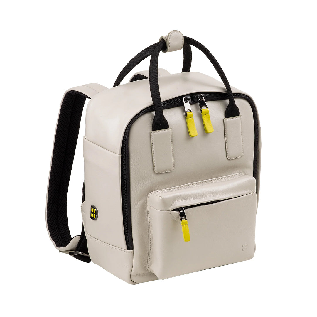 DUDU Leather Backpack for Men and Women - Elegant and Compact Unisex Casual Backpack, 6.5 Litres, with Front Pocket and Tablet Compartment, Perfect for Work, Travel and Leisure