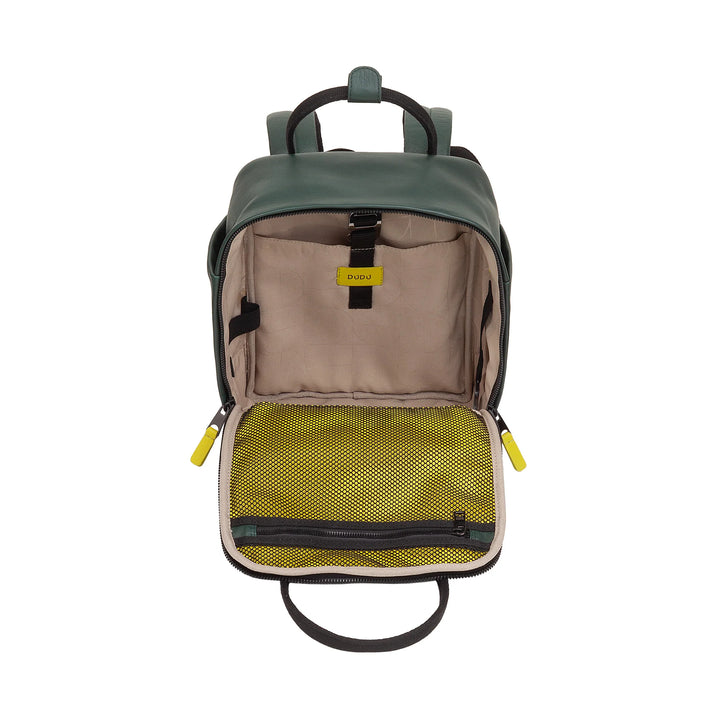 DUDU Leather Backpack for Men and Women - Elegant and Compact Unisex Casual Backpack, 6.5 Litres, with Front Pocket and Tablet Compartment, Perfect for Work, Travel and Leisure