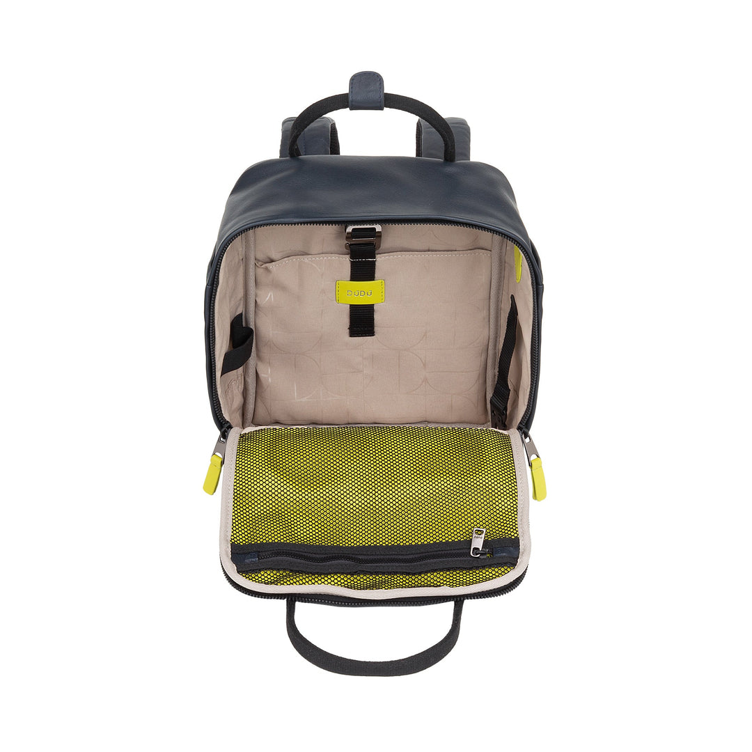 DUDU Leather Backpack for Men and Women - Elegant and Compact Unisex Casual Backpack, 6.5 Litres, with Front Pocket and Tablet Compartment, Perfect for Work, Travel and Leisure