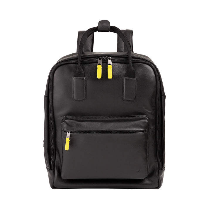 DUDU Leather Backpack for Men and Women - Elegant and Roomy Unisex Casual Backpack, 19 Litres, with Front Pocket and Tablet Compartment, Perfect for Work, Travel and Free Time