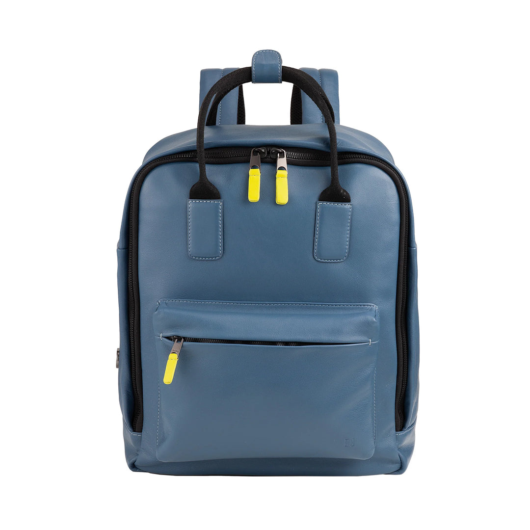 DUDU Leather Backpack for Men and Women - Elegant and Roomy Unisex Casual Backpack, 19 Litres, with Front Pocket and Tablet Compartment, Perfect for Work, Travel and Free Time