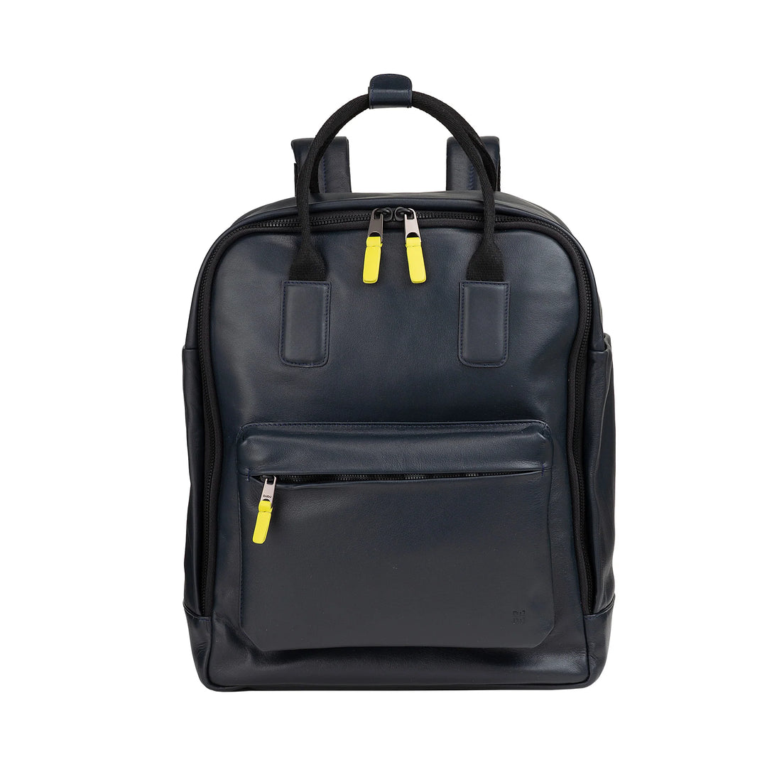 DUDU Leather Backpack for Men and Women - Elegant and Roomy Unisex Casual Backpack, 19 Litres, with Front Pocket and Tablet Compartment, Perfect for Work, Travel and Free Time