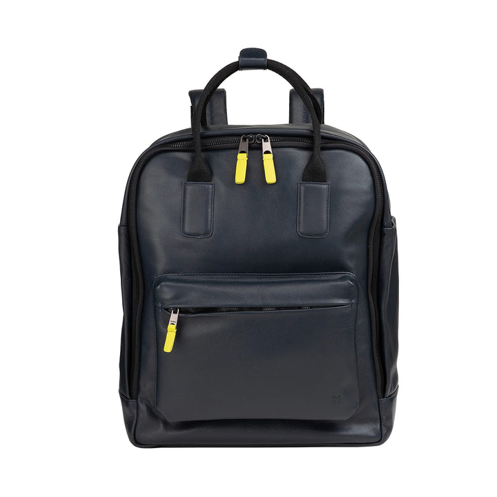 DUDU Leather Backpack for Men and Women - Elegant and Roomy Unisex Casual Backpack, 19 Litres, with Front Pocket and Tablet Compartment, Perfect for Work, Travel and Free Time