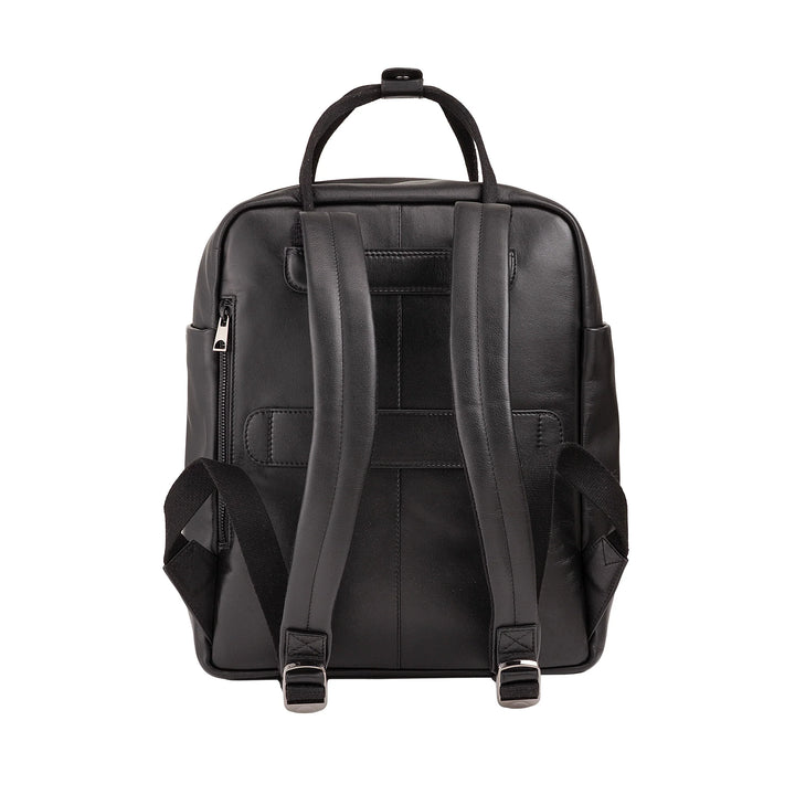 DUDU Leather Backpack for Men and Women - Elegant and Roomy Unisex Casual Backpack, 19 Litres, with Front Pocket and Tablet Compartment, Perfect for Work, Travel and Free Time