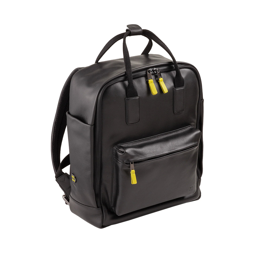 DUDU Leather Backpack for Men and Women - Elegant and Roomy Unisex Casual Backpack, 19 Litres, with Front Pocket and Tablet Compartment, Perfect for Work, Travel and Free Time