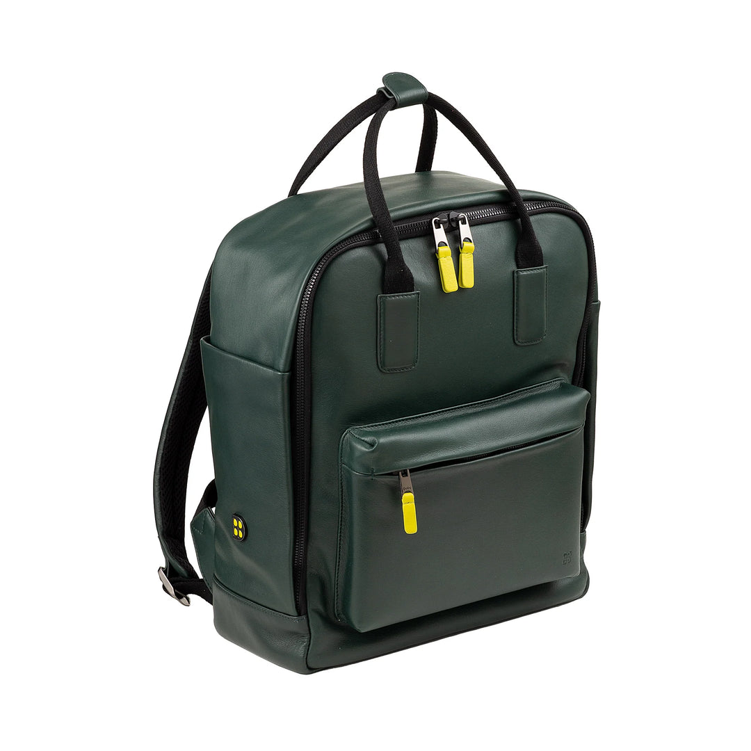 DUDU Leather Backpack for Men and Women - Elegant and Roomy Unisex Casual Backpack, 19 Litres, with Front Pocket and Tablet Compartment, Perfect for Work, Travel and Free Time
