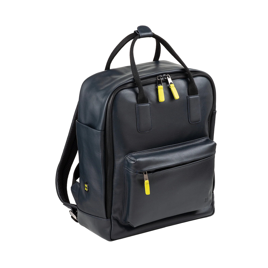 DUDU Leather Backpack for Men and Women - Elegant and Roomy Unisex Casual Backpack, 19 Litres, with Front Pocket and Tablet Compartment, Perfect for Work, Travel and Free Time