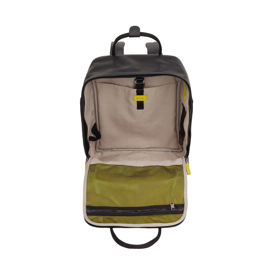 DUDU Leather Backpack for Men and Women - Elegant and Roomy Unisex Casual Backpack, 19 Litres, with Front Pocket and Tablet Compartment, Perfect for Work, Travel and Free Time