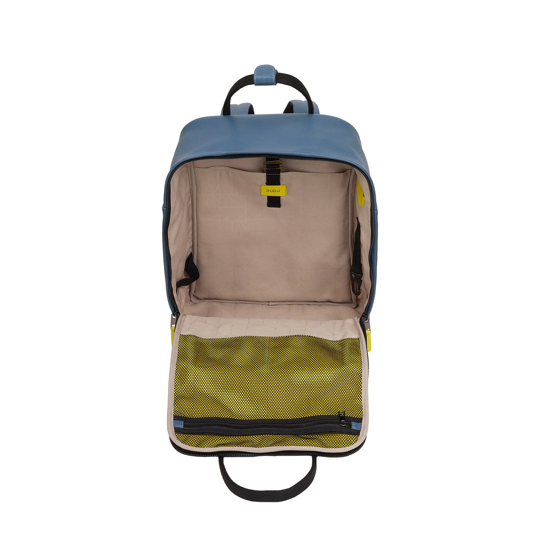 DUDU Leather Backpack for Men and Women - Elegant and Roomy Unisex Casual Backpack, 19 Litres, with Front Pocket and Tablet Compartment, Perfect for Work, Travel and Free Time