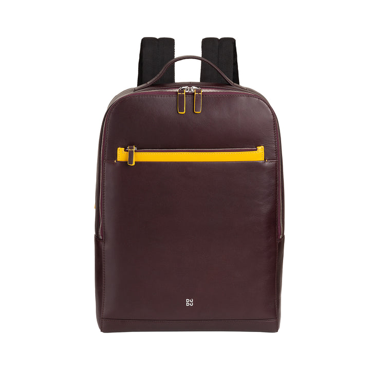 Backpack Dudu Men's Men's Doras PC Iniompartha agus táibléad leathair, dúbailte Zip frith -mhála droma, backpack taistil le ionsaí tralaí