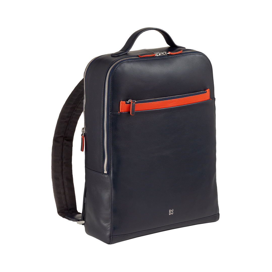 Backpack Dudu Men's Men's Doras PC Iniompartha agus táibléad leathair, dúbailte Zip frith -mhála droma, backpack taistil le ionsaí tralaí