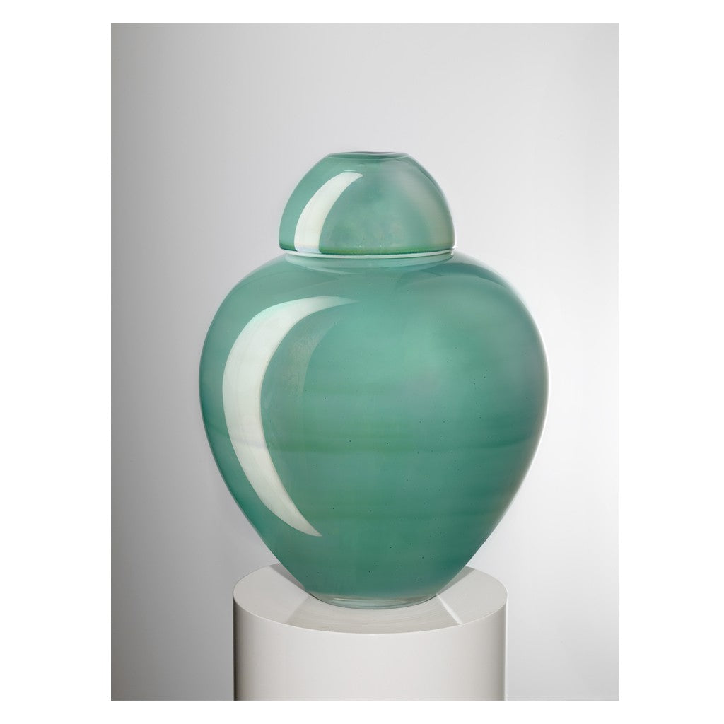 Ivv vaso Sophisticated Lady Potiche incamiciato biancolatte decoro lustro verde h 32cm 8517.2 - Gioielleria Capodagli