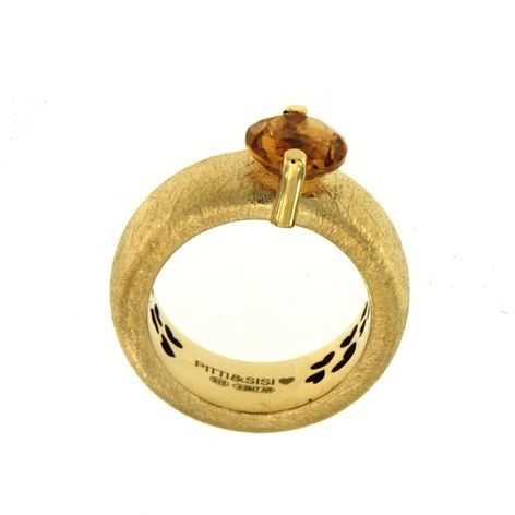 Pitti और Sisi इंद्रधनुष अंगूठी 925 चांदी समाप्त PVD पीला सोना क्वार्ट्ज Cognac एन 8583G/087