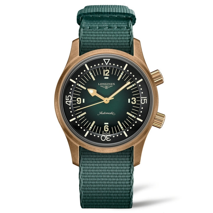 Longines orologio The Longines Legend Diver Watch 42mm verde automatico bronzo titanio L3.774.1.50.2 - Gioielleria Capodagli