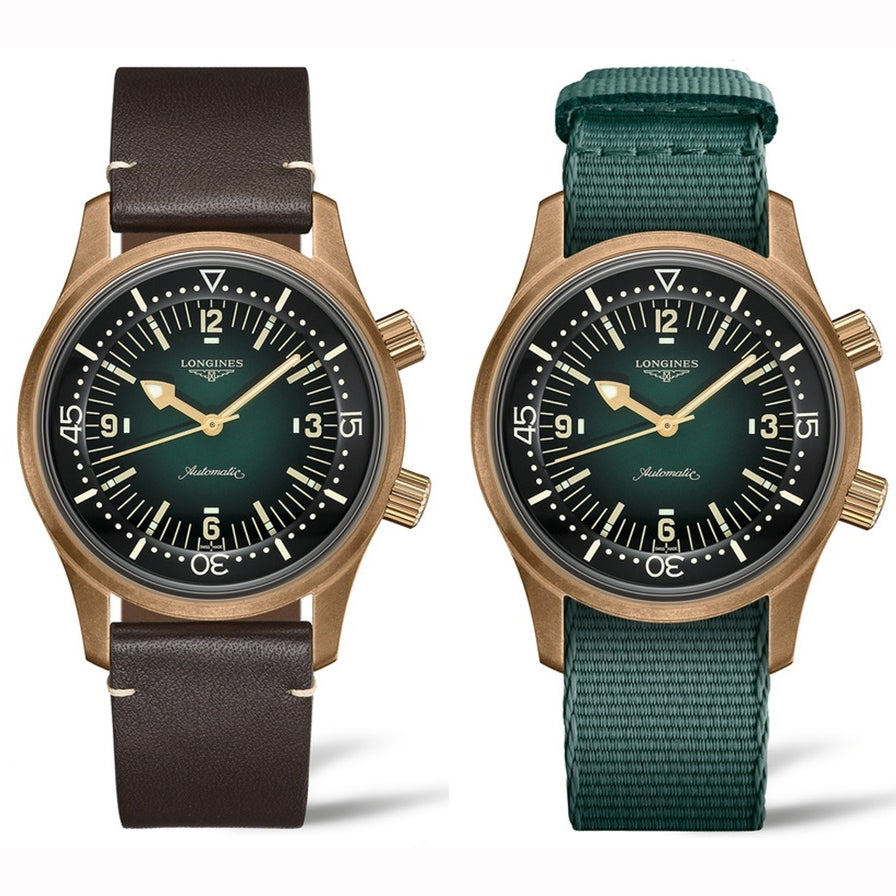 Longines orologio The Longines Legend Diver Watch 42mm verde automatico bronzo titanio L3.774.1.50.2 - Gioielleria Capodagli