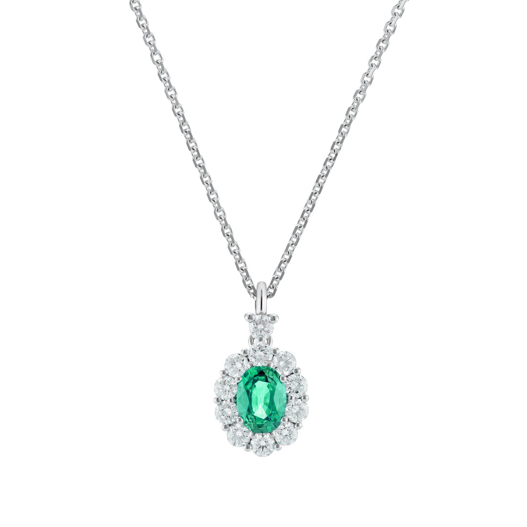 Pendant Emerald Golay Oval 5x4 agus Diamonds and Cast
