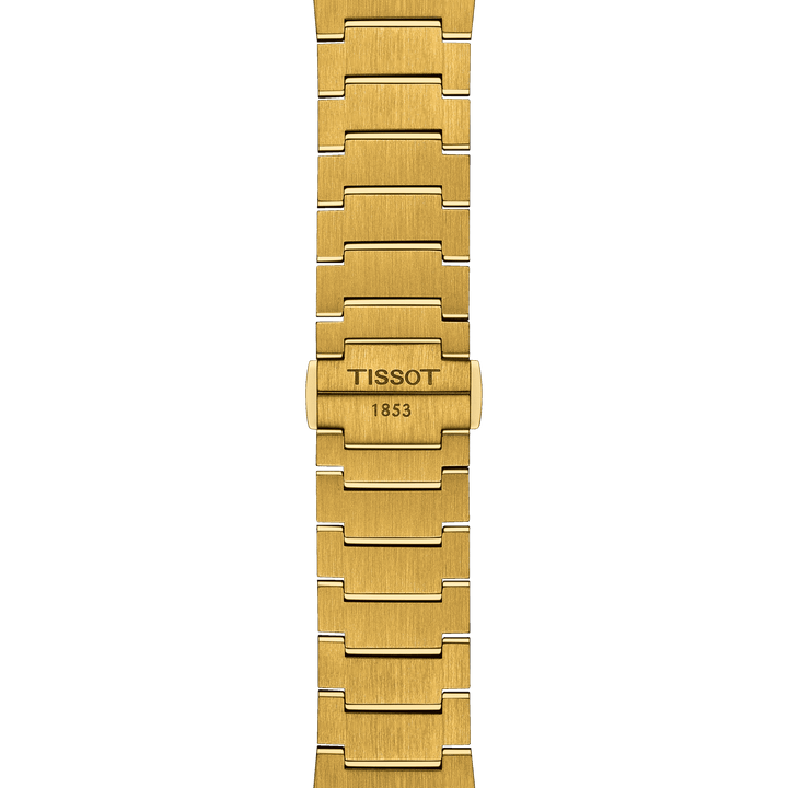 Tissot घड़ी PRX 39.5mm शैंपेन क्वार्ट्ज स्टील समाप्त PVD पीला सोना T137.410.33.021.00