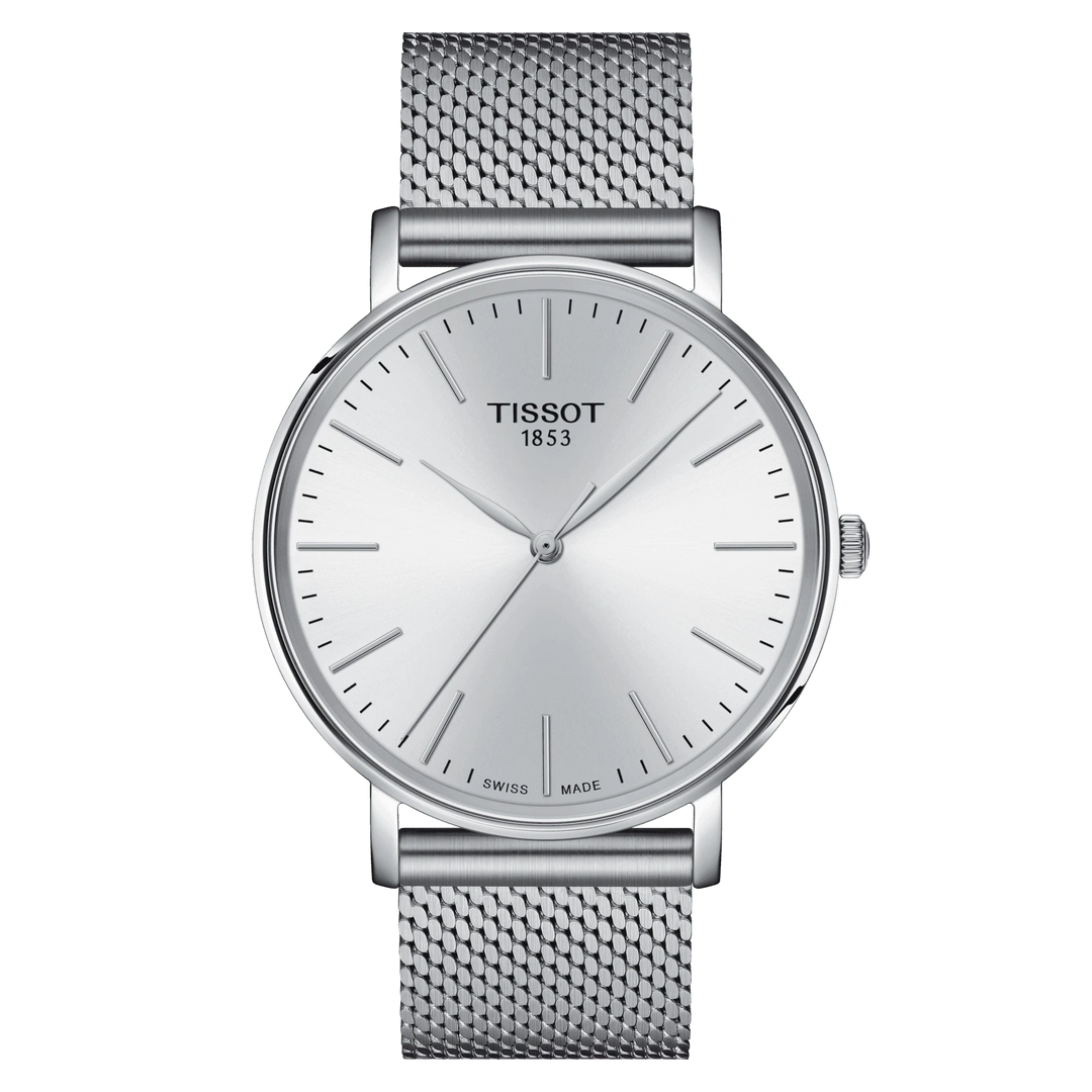 Tissot घड़ी हर समय 40 मिमी चांदी क्वार्ट्ज स्टील T143.410.11.011.00