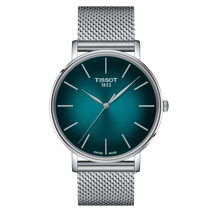 Tissot घड़ी Everytime 40mm ग्रीन क्वार्ट्ज स्टील T143.410.11.091.00