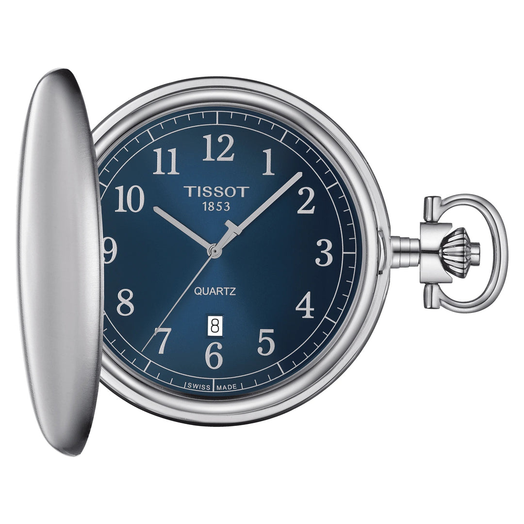 Tissot जेब घड़ी Savonette 48,5mm नीला क्वार्ट्ज स्टील T862.410.19.042.00
