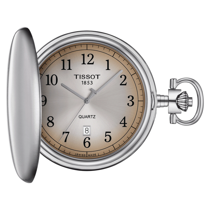 Tissot जेब घड़ी Savonette 48,5 मिमी बेज क्वार्ट्ज स्टील T862.410.19.292.00