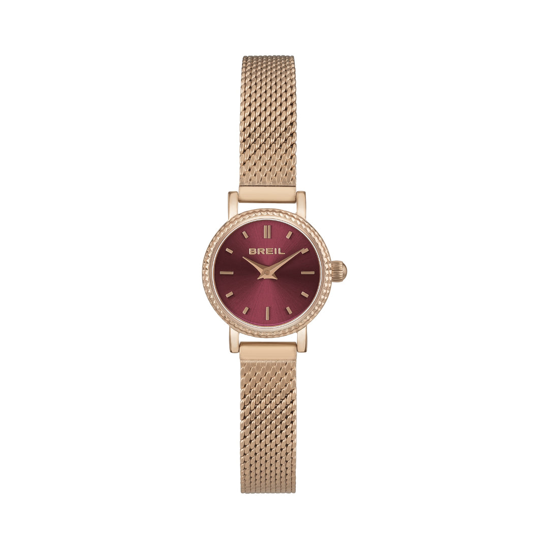 Breil घड़ी डार्लिंग 18 मिमी बरगंडी क्वार्ट्ज स्टील खत्म पीवीडी गुलाबी सोना TW1936